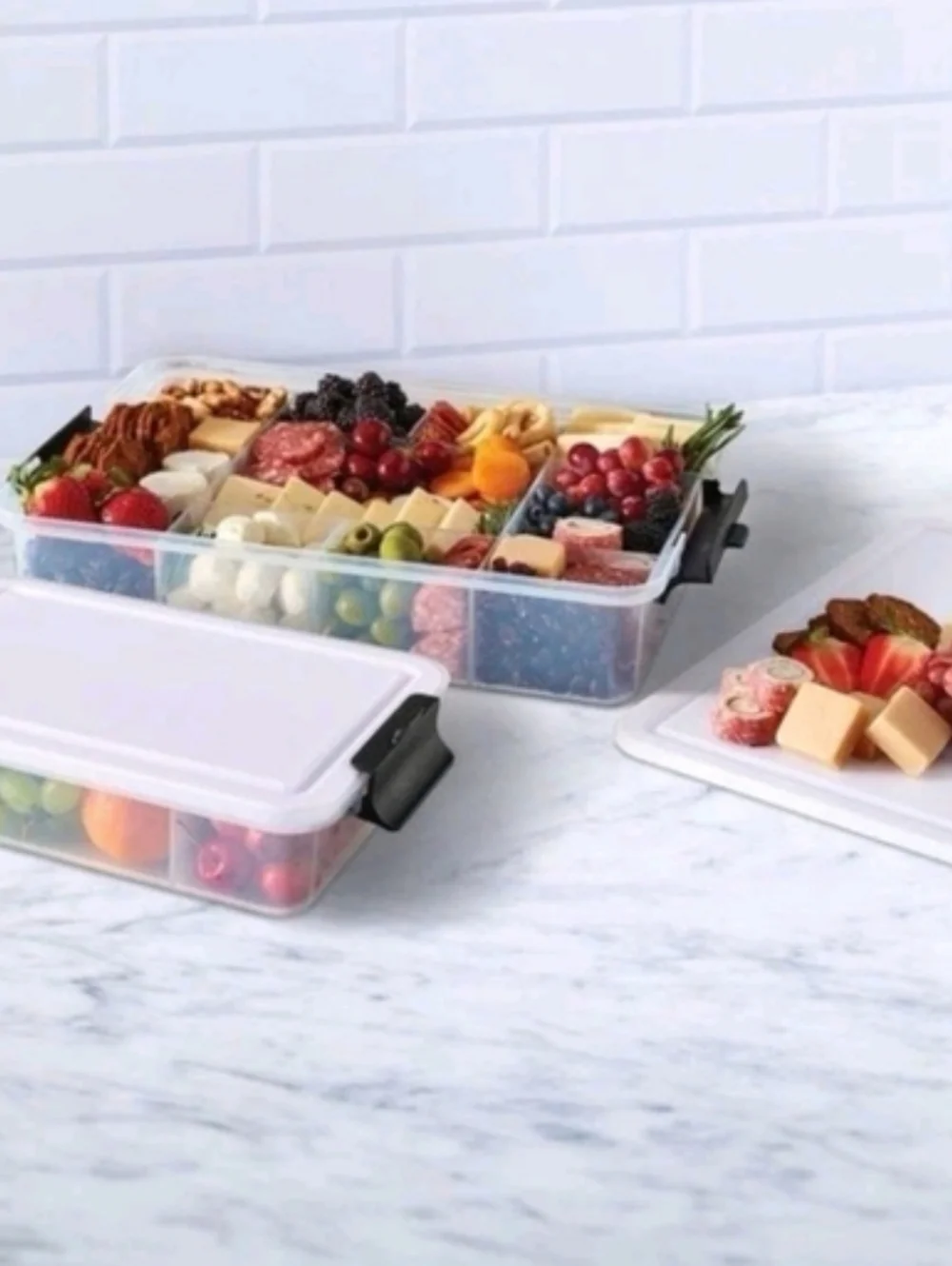 Sabatier SnackleBox 2 Piece Set with Cutting Board Lids. New